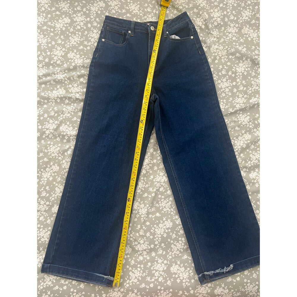 Juicy Couture Lunita Wide Leg Jeans Rhinestone Logo Size 11/30 Y2K McBling Blue